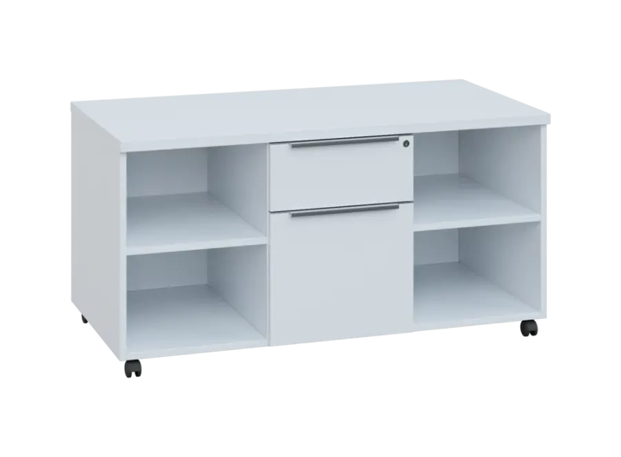 SIK - 42NZ kontejner pojízdný, zásuvky/nika, deska 18 mm, centrální zámek, bílá